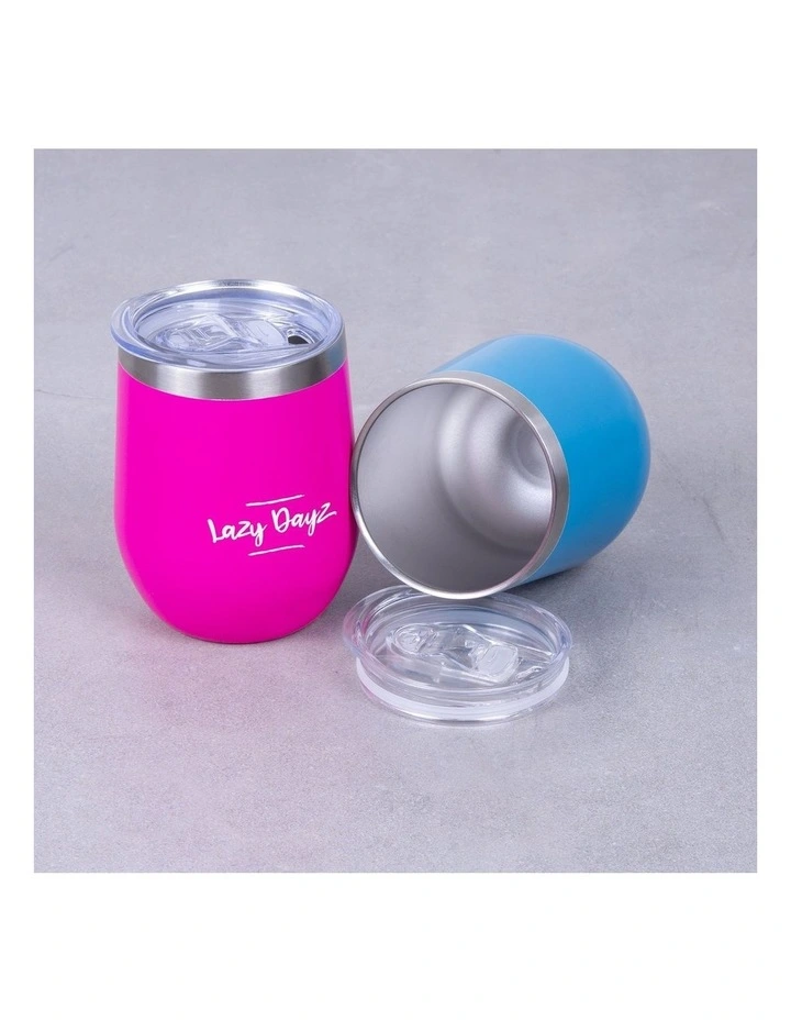 Lazy Dayz Stemless Wine Cup 350ml Blue