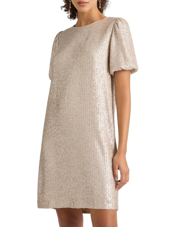 Morley Sequin Mini Dress in Champagne