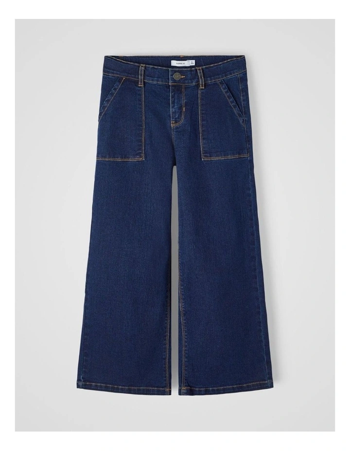 Bella Wide Flare Jeans in Dark Blue Denim
