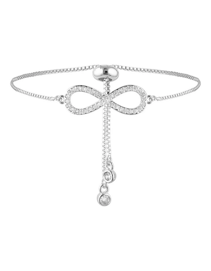 Infinity Bracelet w/ Cubic Zirconia Silver