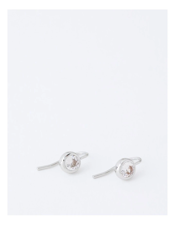 Cubic Zirconia Solitaire Drop Earring in Silver