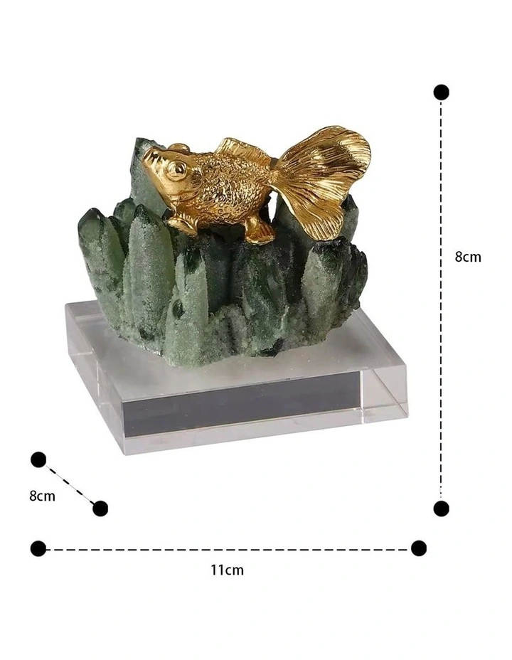 Exclusive Design Small Luxurious Goldfish Natural Crystal Table Art