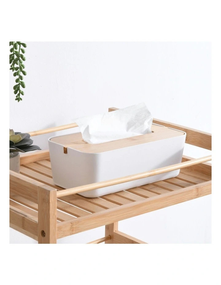 Takae Natural Bamboo Tissue Box Large in White