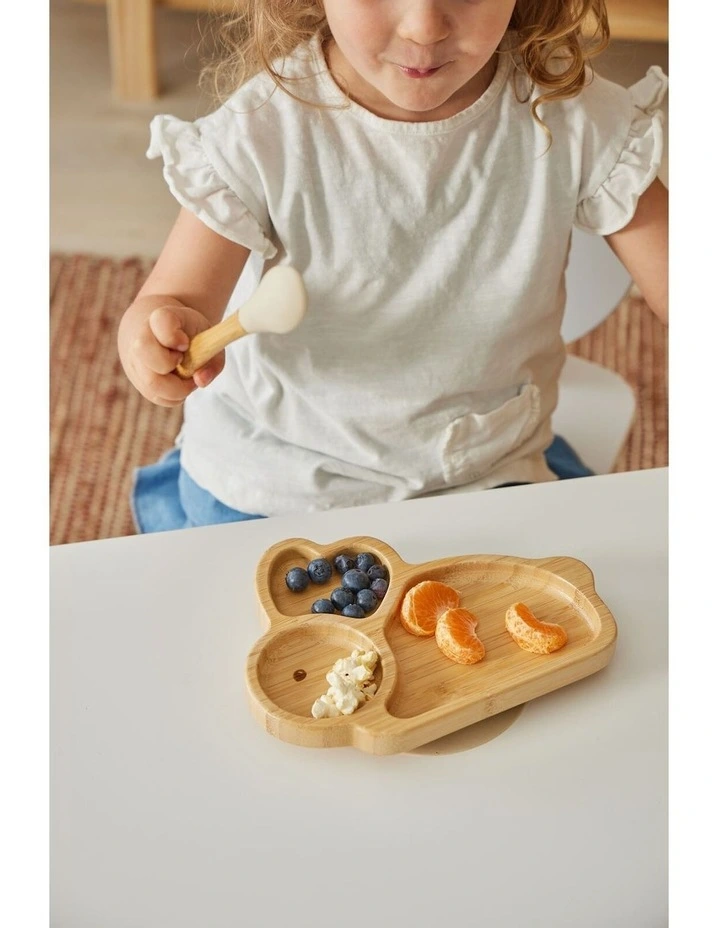 Belle Bamboo Divider Plate & Spoon Set in Almond