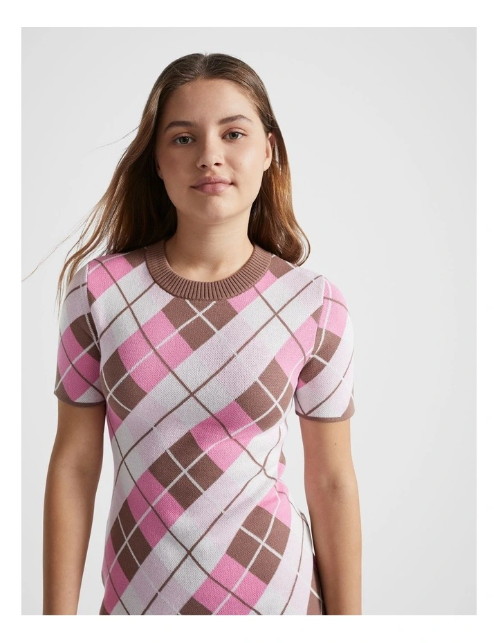 Argyle Knit Dress in Multi