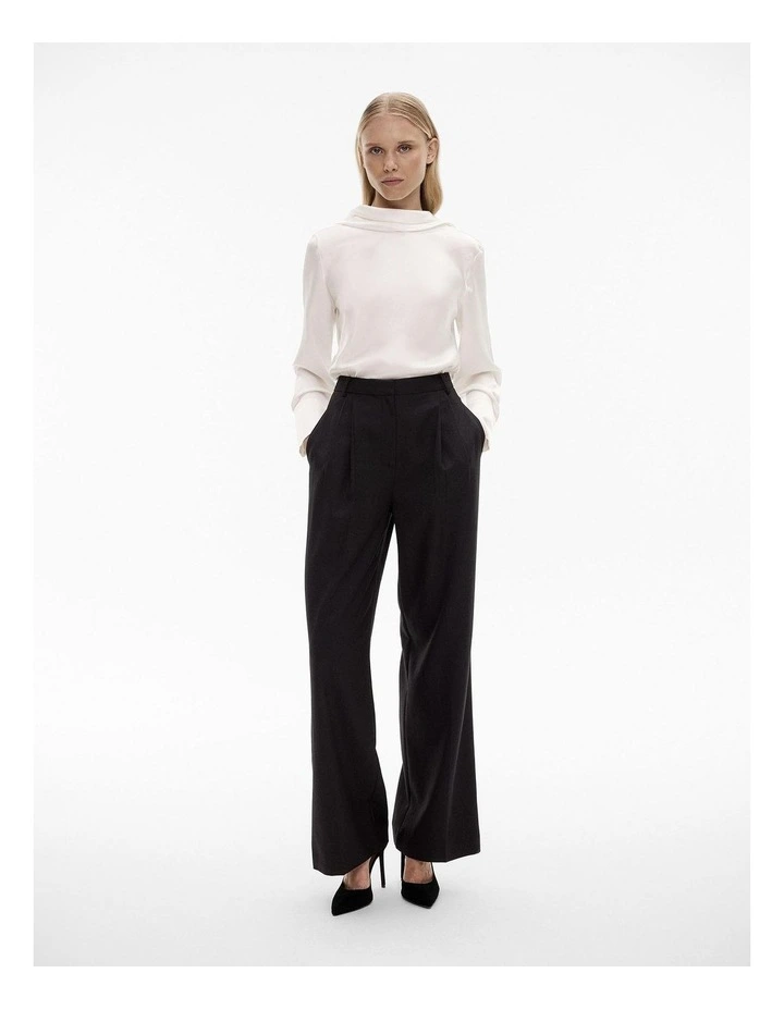 Drape Neck Long Sleeve Blouse in Chalk