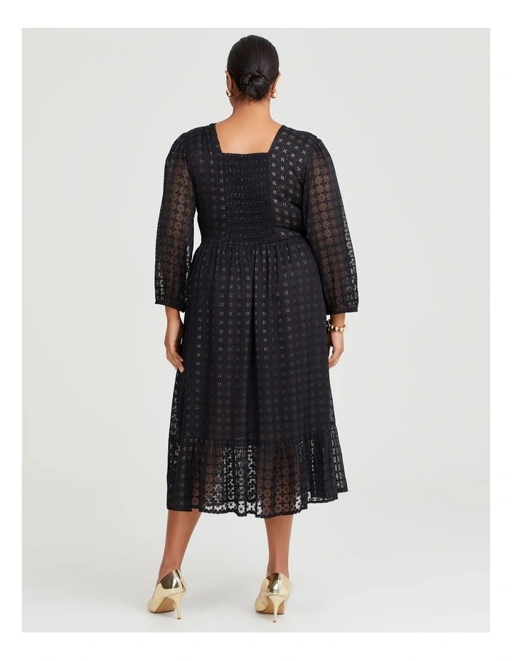Catelyn Gold Jacquard Maxi Dress in Black
