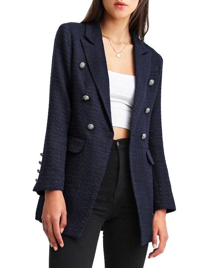 Princess Polina Navy Tweed Blazer