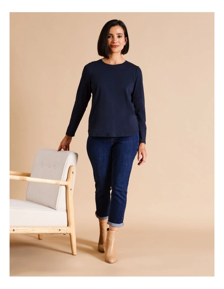 Organic Cotton Wardrobe Staple Long Sleeve Tee In Navy