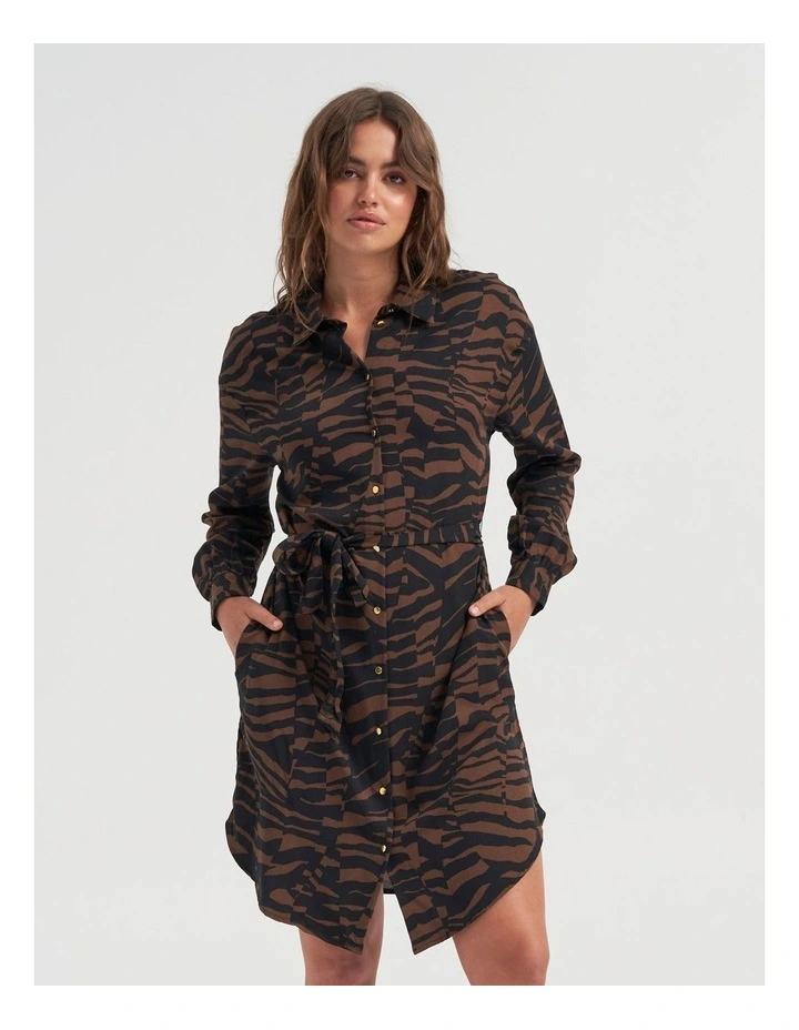 Bree Long Sleeve Printed Shirt in Chestnut