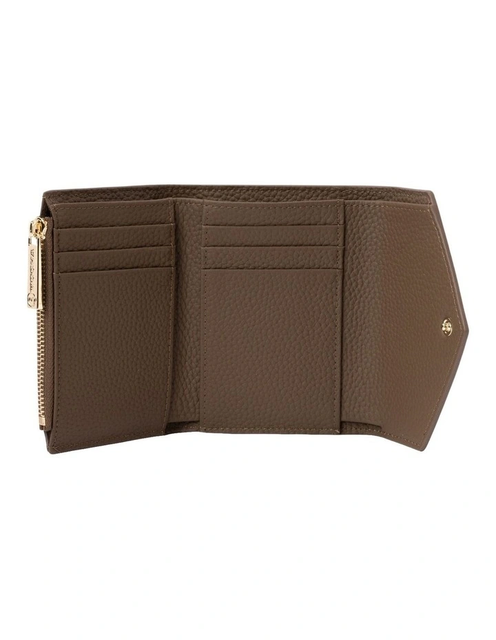 Naomi Leather Small Wallet in Dark Taupe