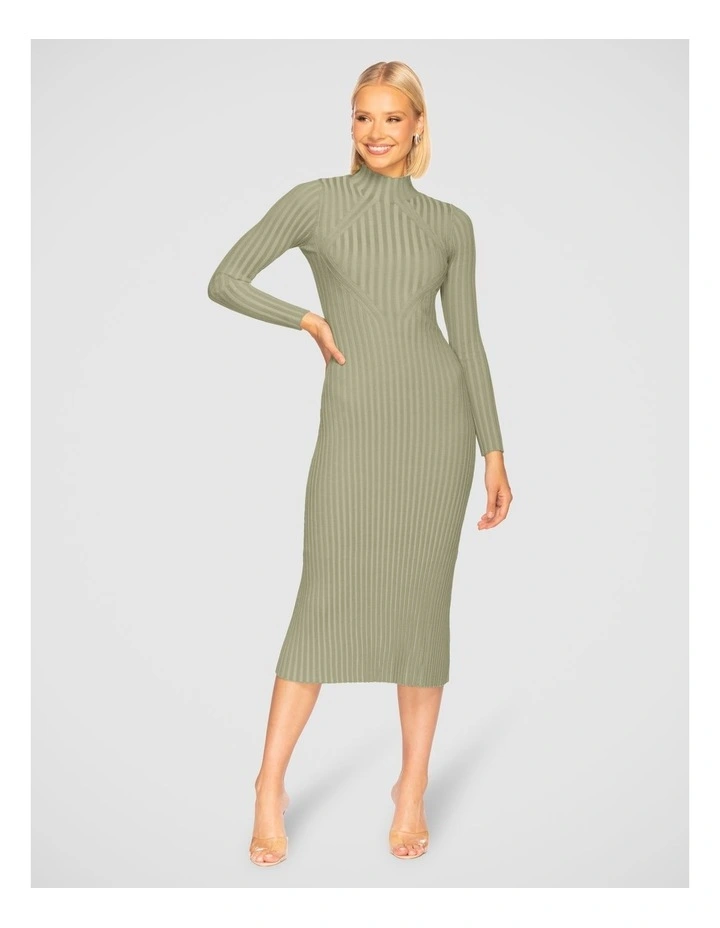 Freja Funnel Neck Dress in Sage