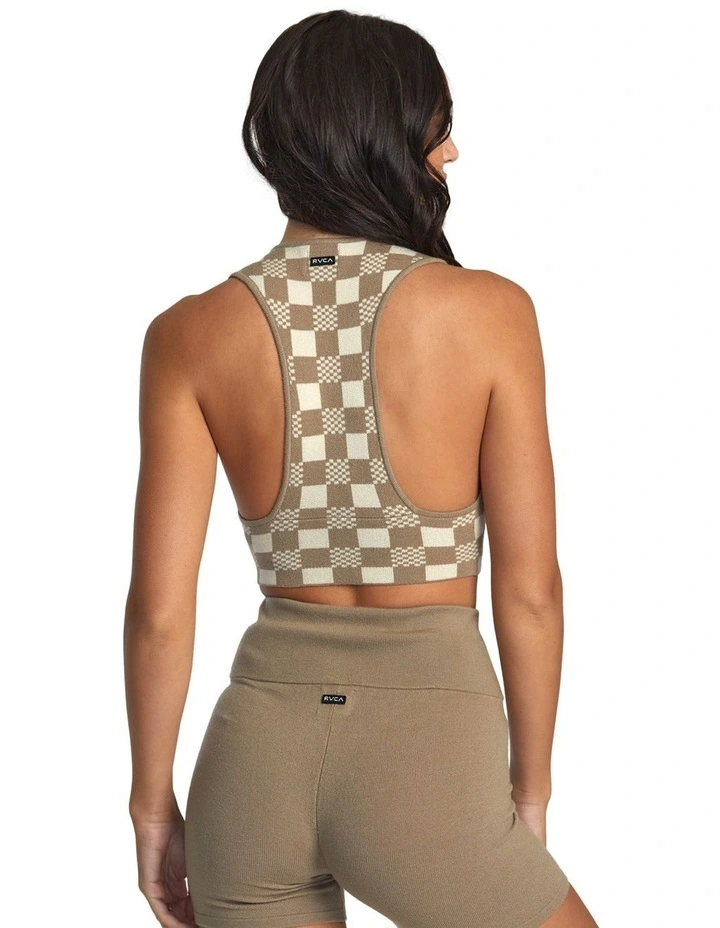 Fever Racerback Knitted Crop Top in khaki