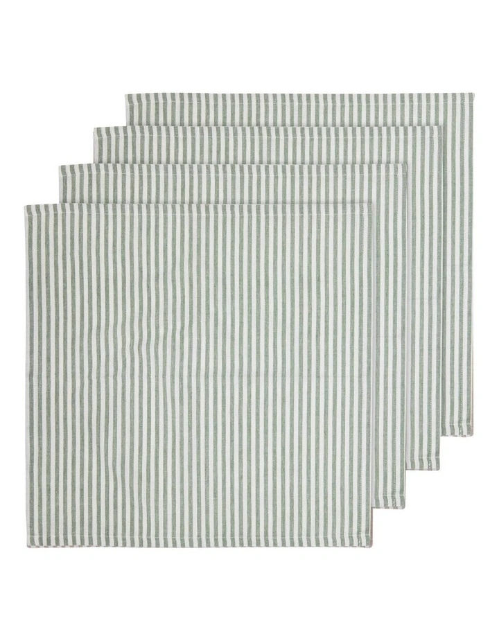 Pinstripe Napkin 4 Pack in Leaf