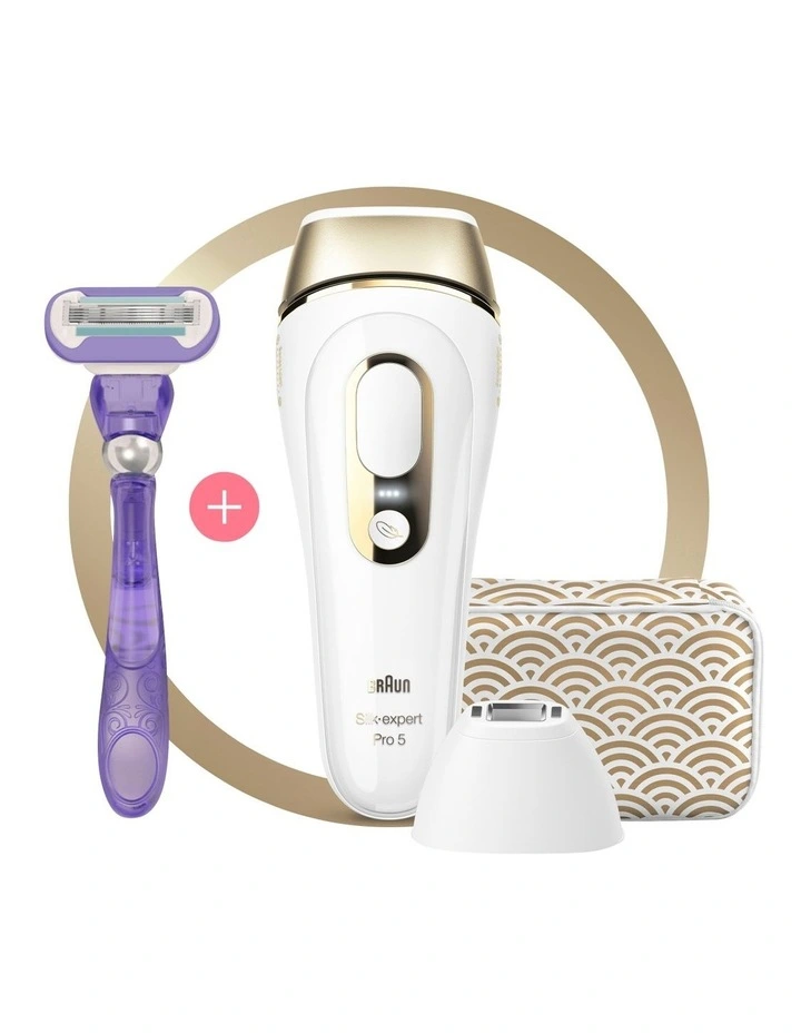 Expert Pro 5 IPL Hair Removal Device PL5957 in White/Gold