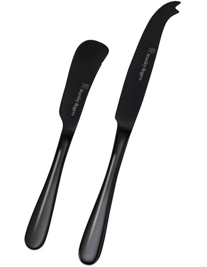 Albany Onyx Hard Cheese Knife & Spreader 2 Piece Set in Black