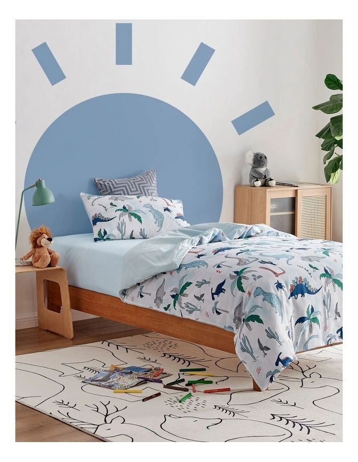Dino Age Quilt Cover Set in Blue