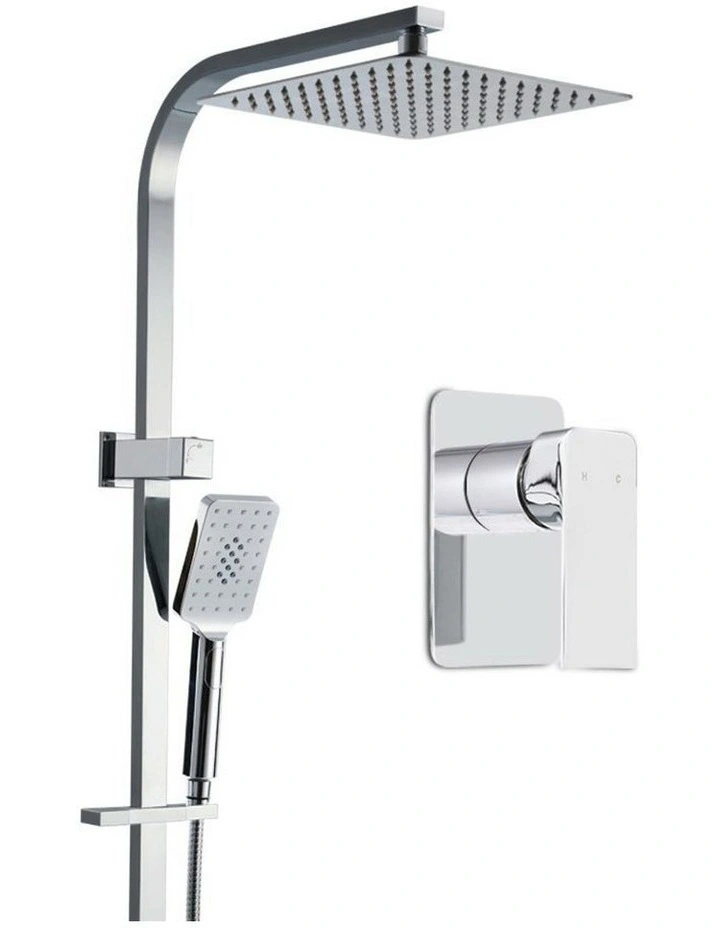 10 Inch Handheld Square High Pressure Rain Shower Head Set Mixer Tap in Chrome