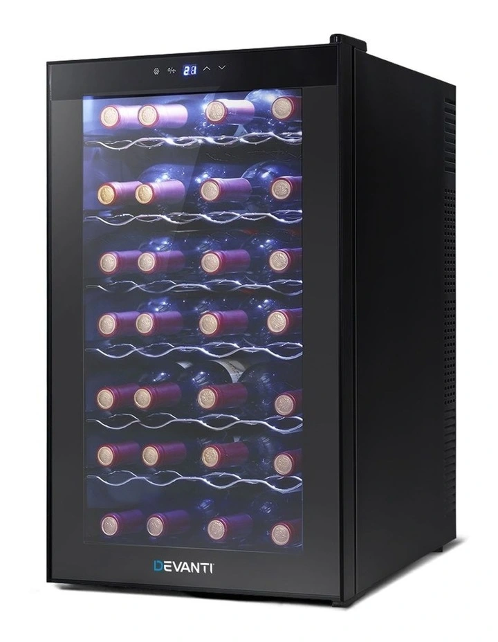 Wine Cooler 28 Bottle Thermoelectric Chiller Storage Fridge Cellar Black