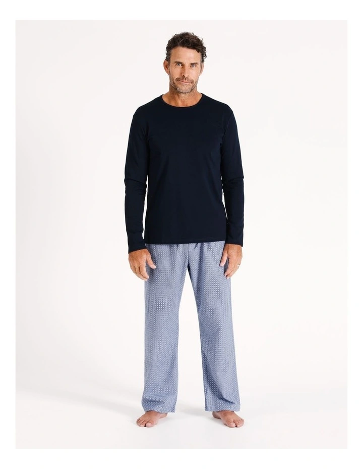 Essentials Long Sleeve Tee & Flannelette Pant PJ Set in Square Geo