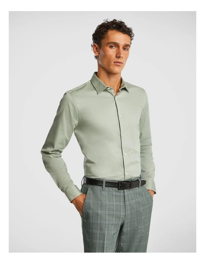 Erwin Stretch Slim Dress Shirt in Sage