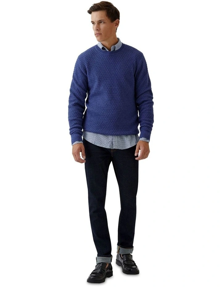 Toby Textured Cotton Knit in Indigo