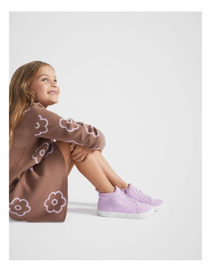 Cord High Top Sneaker in Orchid
