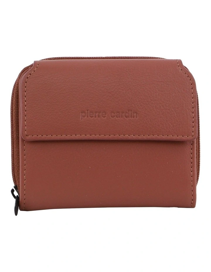 Leather Bi-Fold Flap Wallet Small in Rose