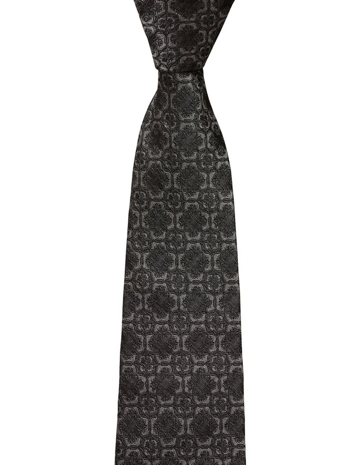 Trapuntato Foulard Silk Tie in Charcoal