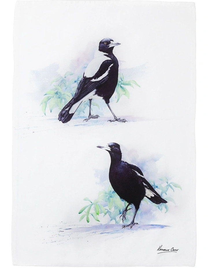 Katherine Castle Magpie Bird Life Tea Towel 50x70cm in Mixed Colours