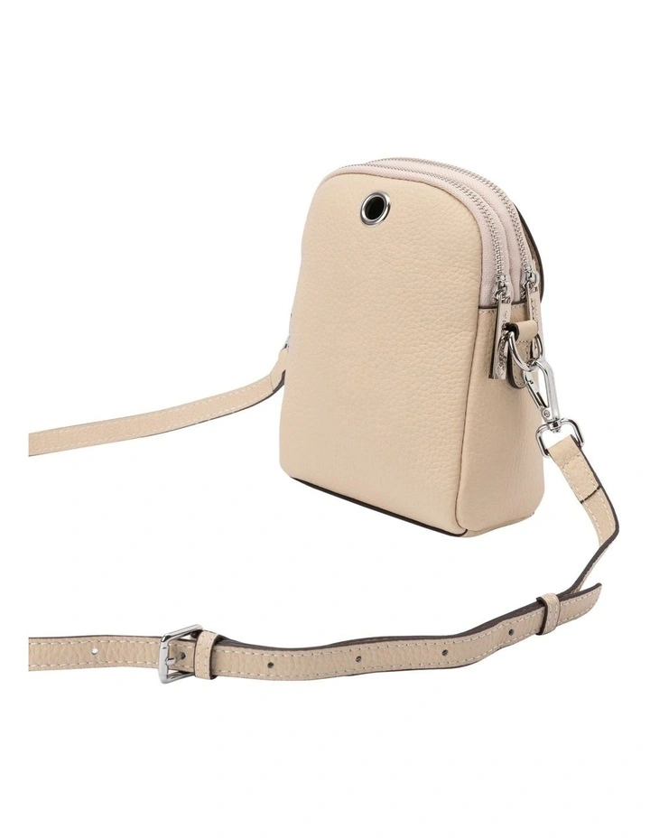 Miranda Leather Phone Crossbody Bag in Cream