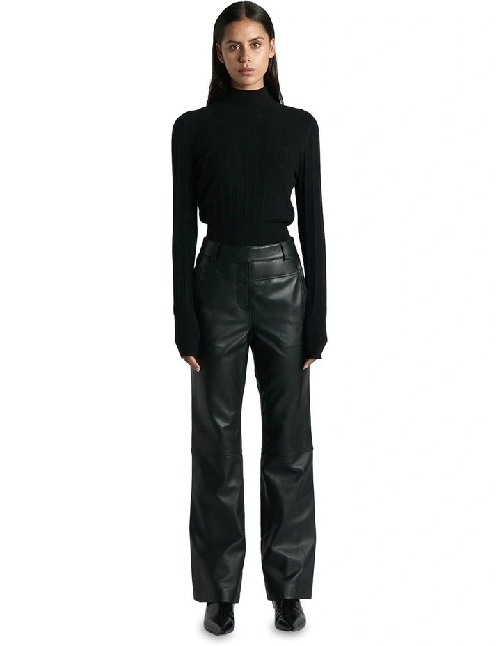 Boot Leg Leather Pant in Black