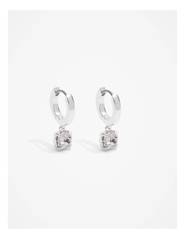 Ava Large Crystal Hoop Earring in Silver