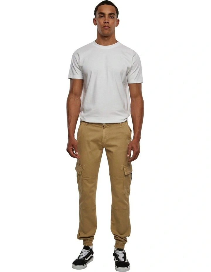 Washed Cargo Twill Jogging Pants in Sand