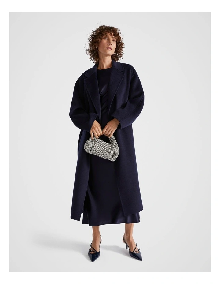 Wool Blend Classic Coat in Midnight Sky