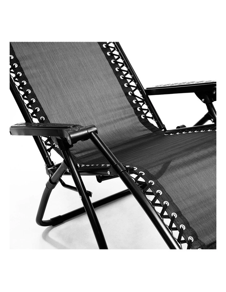 Zero Gravity Reclining Deck Lounge Sun Beach Chair Outdoor Folding Camping Black