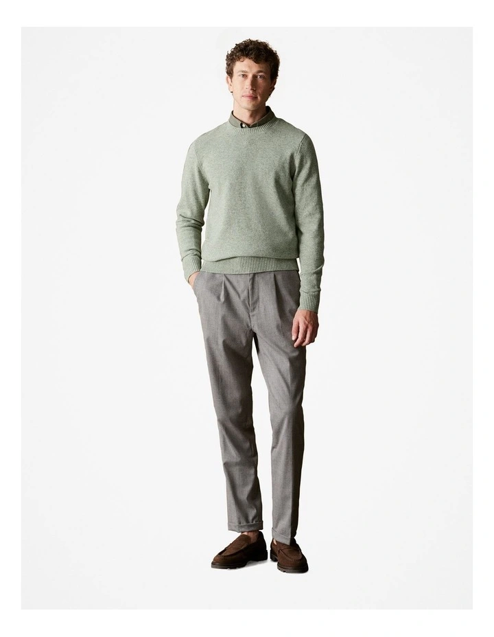 Merino Nep Crew in Moss Green
