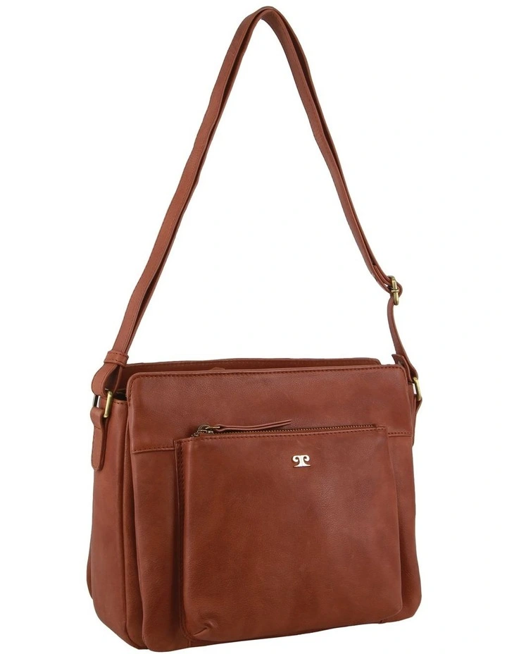 Leather Cross-Body Bag in Tan
