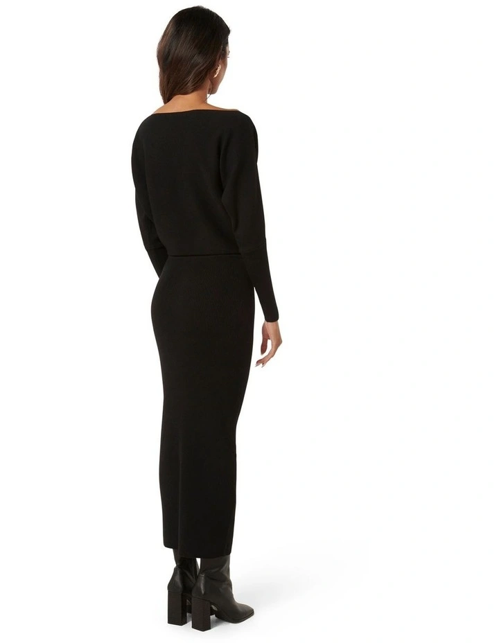 Ciara Tipped Midi Dress in Black
