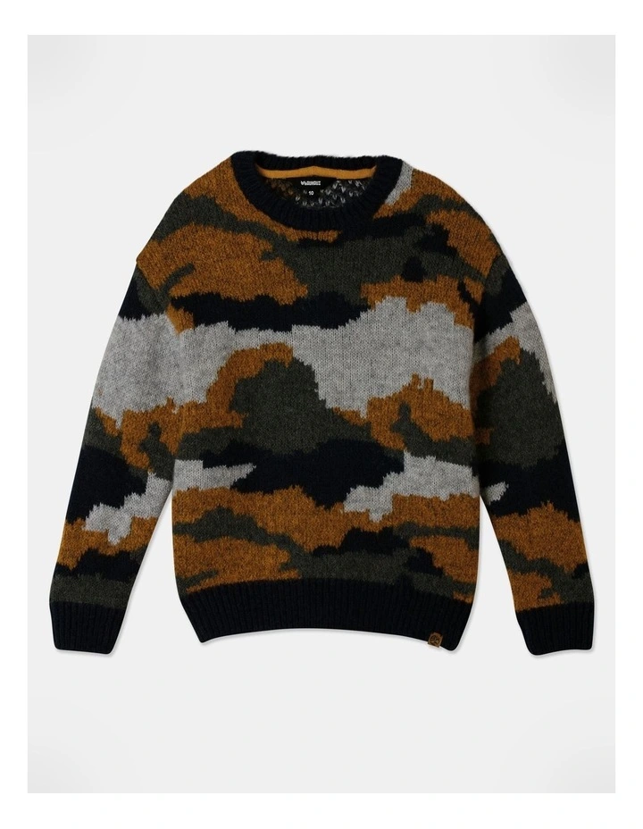 Knitted Jacquard Jumper in Brown