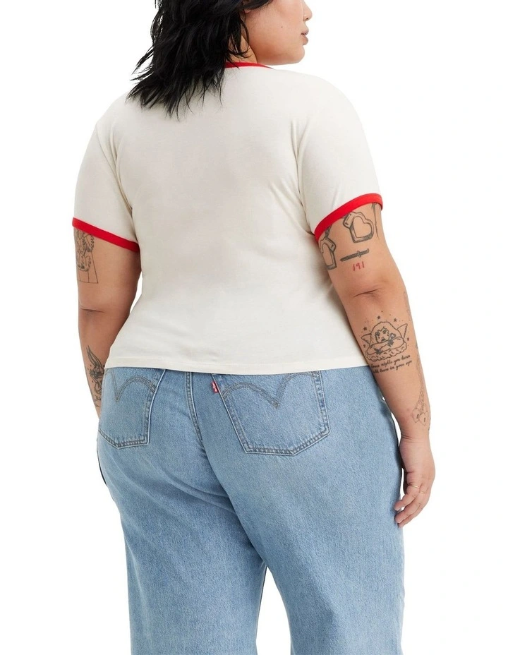 Graphic Rickie T-shirt (Curve) in Gardenia/Racing Red