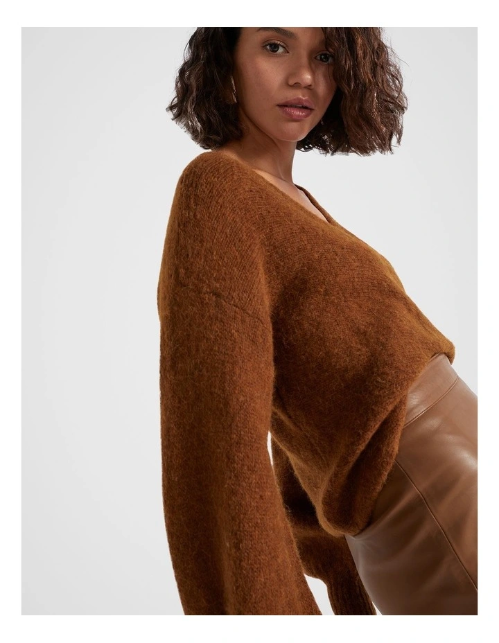 Wool Blend Drape Twist Knit in Spice Marle
