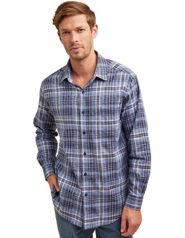 Eskrow Oxford Long Sleeve Shirt in Blue