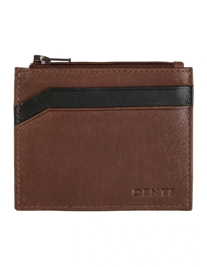 RFID Two-Colour Pebble Grain Leather Card Holder in Tan