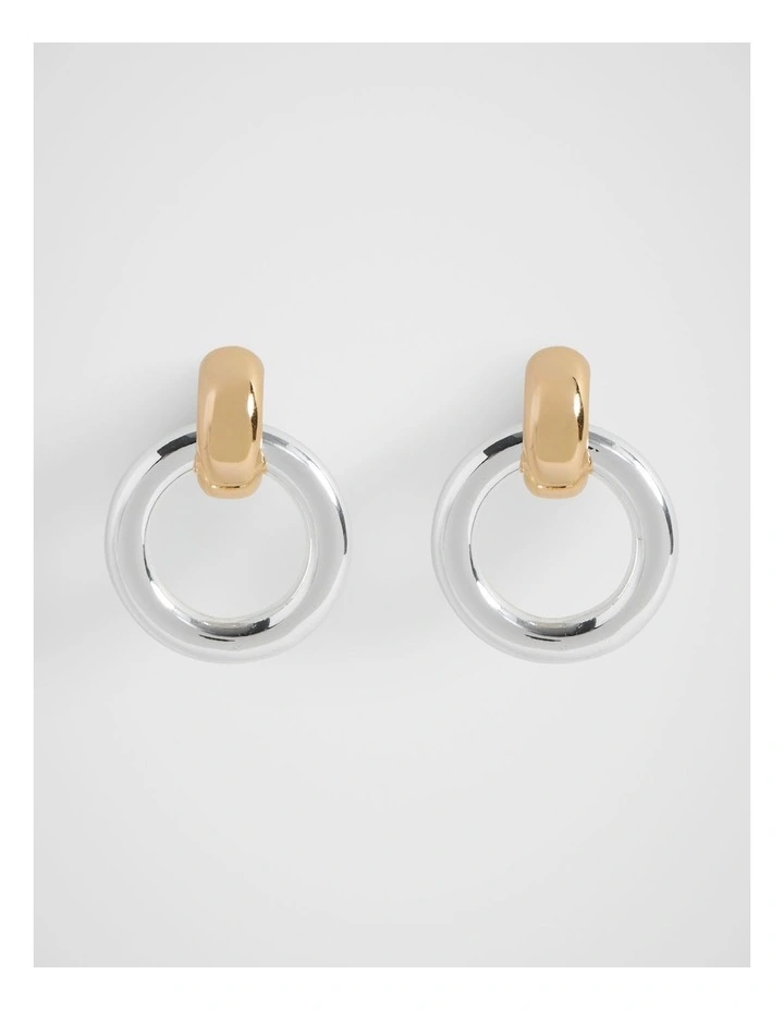 Mixed Metal Circle Earring in Silver Gold