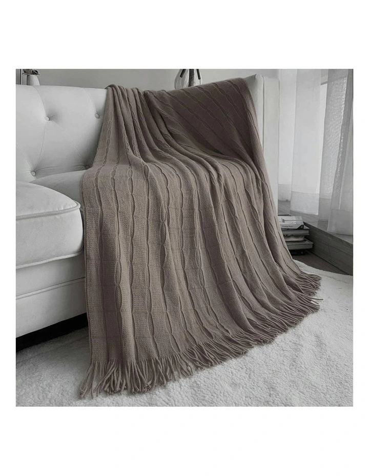 Coffee Textured Knitted Throw in Brown