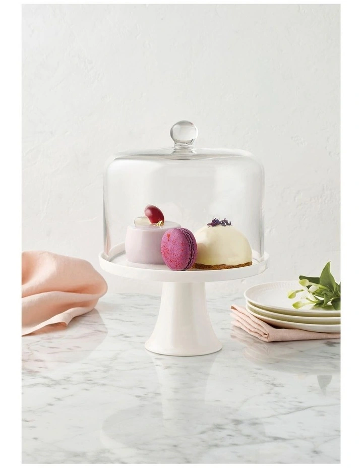 Diamante Straight Sided Cake Dome 19x15cm Gift Boxed in Clear