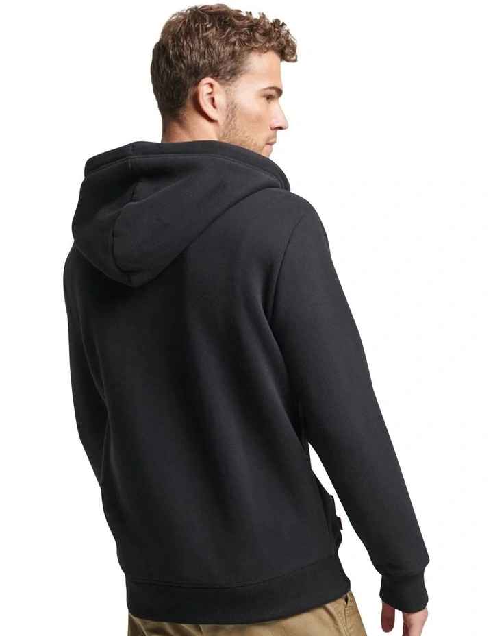 Essential Logo Zip Hoodie in Black