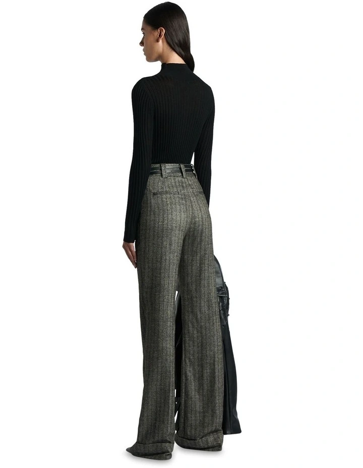 Sheer Merino Wide Rib Knit in Black