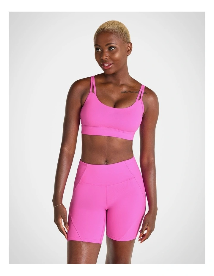 Keyhole Low Impact Neon Sports Bra in Pink